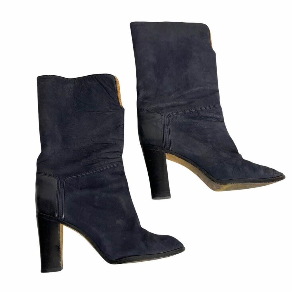 Ted Lapidus Nubuck Leather Mid Calf Heeled Boots
